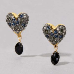 Alexis Bittar | Solanales Crystal Heart Post Drop Earring with Black Spi…